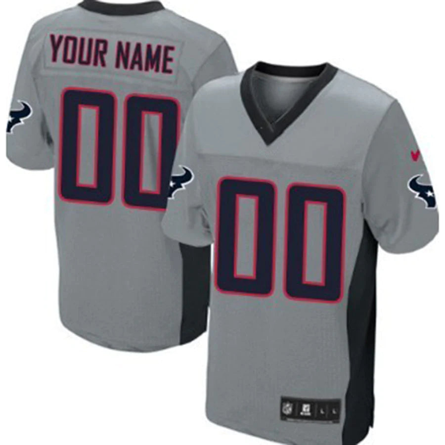 Custom H.Texans Gray Shadow Elite American Jerseys Stitched Football Jerseys