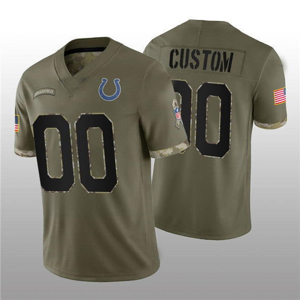 Football Jerseys Custom IN.Colts ACTIVE PLAYER 2022 Olive Salute To Service Limited Jersey American Stitched Jerseys