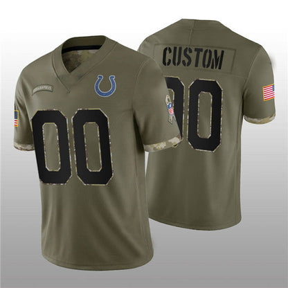 Football Jerseys Custom IN.Colts ACTIVE PLAYER 2022 Olive Salute To Service Limited Jersey American Stitched Jerseys
