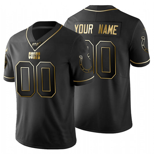 Football Jerseys IN.Colts Custom Black Golden Limited 100 Jersey American Stitched Jerseys