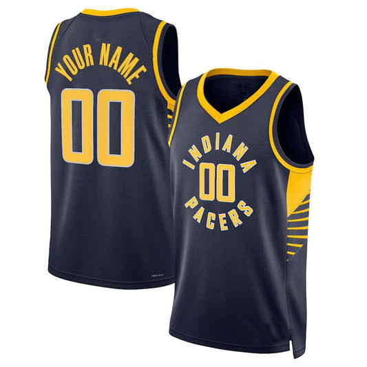 Custom IN.Pacers  2021-22 Diamond Swingman Jersey Icon Edition Navy Stitched Basketball Jersey