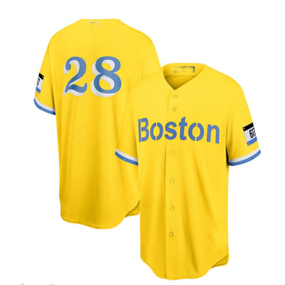 Boston Red Sox Road #28 J.D. Martinez City Connect Replica Player Jersey - Gold Baseball Jerseys