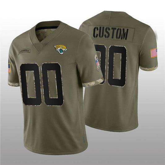 Football Jerseys Custom J.Jaguars ACTIVE PLAYER 2022 Olive Salute To Service Limited Jersey American Stitched Jerseys