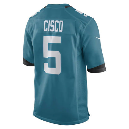 J.Jaguars #5 Andre Cisco Teal Game Player Jersey Stitched American Football Jerseys