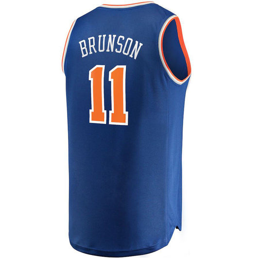 NY.Knicks #11 Jalen Brunson Fanatics Branded Fast Break Replica Jersey Icon Edition Blue Stitched American Basketball Jersey