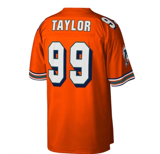 M.Dolphins #99 Jason Taylor Mitchell & Ness 2004 Legacy Replica Jersey - Orange Stitched American Football Jerseys