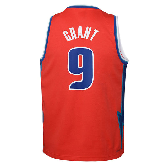 D.Pistons #9 Jerami Grant 2021-22 Swingman Jersey City Edition Red Stitched American Basketball Jersey