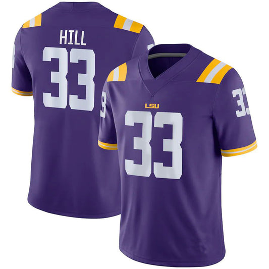 L.Tigers #33 Jeremy Hill Game Jersey Purple Football Jersey Stitched American College Jerseys