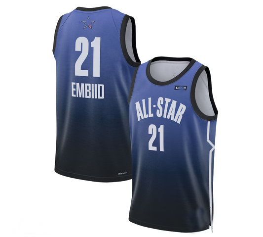 #21 Joel Embiid 2023 All-Star Game Swingman Jersey - Blue Stitched American Basketball Jersey