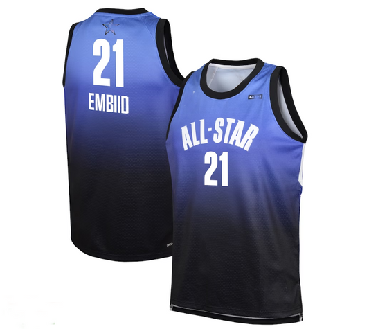 #21 Joel Embiid 2023 All-Star Game Swingman Jersey - Blue Stitched American Basketball Jersey