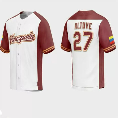 #27 Jose Altuve Venezuela Baseball 2023 World Baseball Classic Replica Jersey – White Stitches Baseball Jerseys