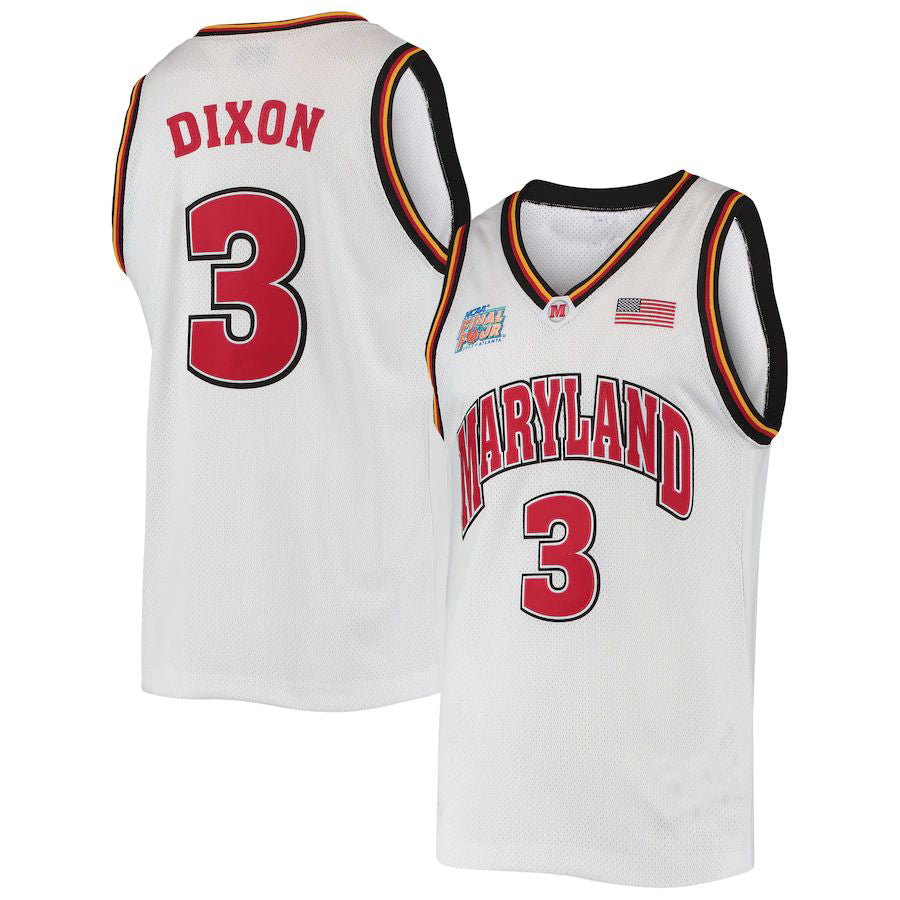 M.Terrapins #3 Juan Dixon  Original Retro Brand 2002  Basketball Tournament March Madness Final Four Commemorative Classic Jersey White Stitched American College Jerseys