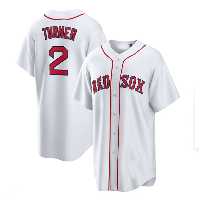 Boston Red Sox Road #2 Justin Turner  Home Replica Player Jersey - White Red Baseball Jerseys