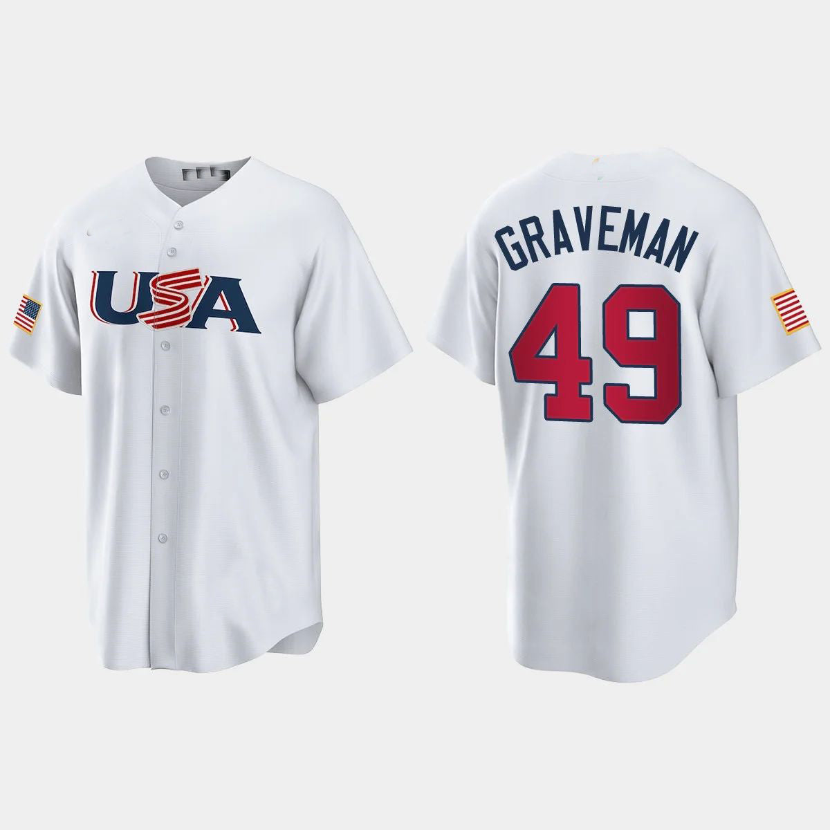 #49 KENDALL GRAVEMAN CHICAGO WHITE SOX 2023 WORLD BASEBALL CLASSIC USA REPLICA JERSEY – WHITE Stitches Baseball Jerseys