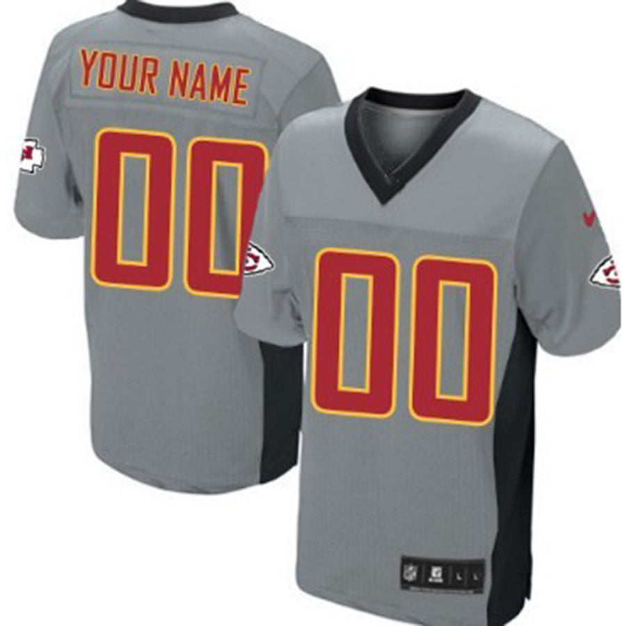 Custom KC.Chiefs Gray Shadow Elite Jersey American Stitched Jersey Football Jerseys