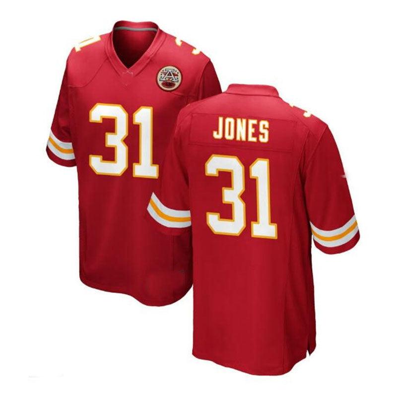 KC.Chiefs #31 Nic Jones Game Jersey - Red Stitched American Football Jerseys