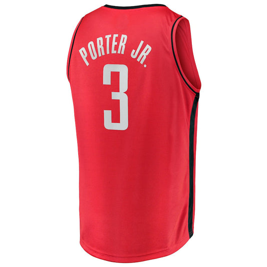 H.Rockets #3 Kevin Porter Jr. Fanatics Branded 2021-22 Fast Break Replica Jersey Icon Edition Red Stitched American Basketball Jersey