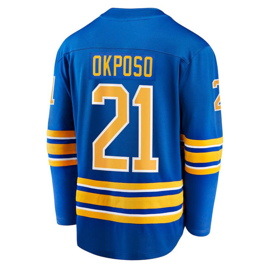 B.Sabres #21 Kyle Okposo Fanatics Branded Home Breakaway Jersey  Royal Stitched American Hockey Jerseys