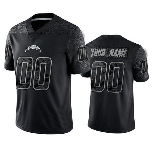 Football Jerseys Custom LA.Chargers Active Player Black Reflective Limited  American Stitched Jerseys