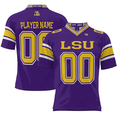 Custom L.Tigers ProSphere NIL Pick-A-Player Football Jersey Purple American Stitched College Jerseys