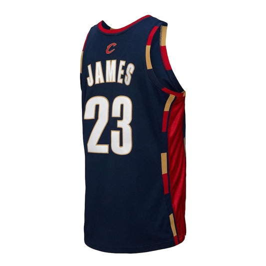 C.Cavaliers #23 LeBron James Mitchell & Ness 2008-09 Hardwood Classics Authentic Jersey Navy Stitched American Basketball Jersey