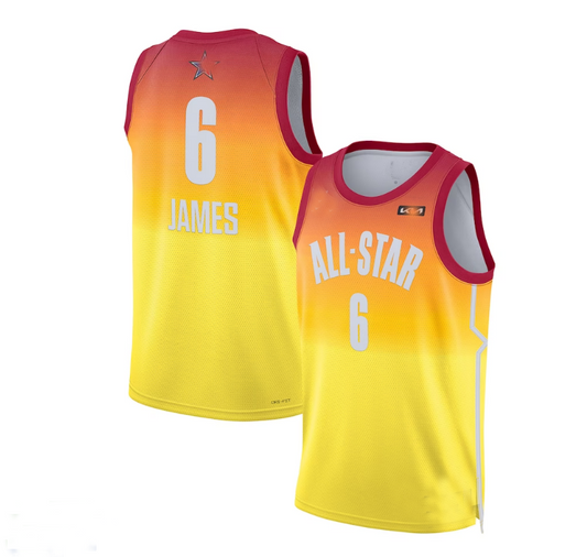 #6 LeBron James 2023 All-Star Game Swingman Jersey - Orange Stitched American Basketball Jersey