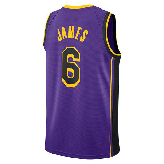 LA.Lakers #6 LeBron James Jordan Brand 2022-23 Statement Edition Swingman Jersey Purple Stitched American Basketball Jersey