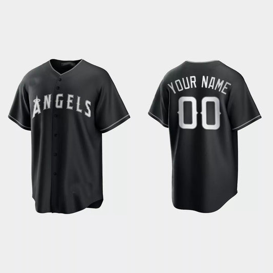 Custom Los Angeles Angels 2021 All Black Fashion Replica Jersey – Black White Stitched Baseball Jerseys