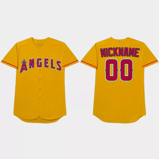 Custom Los Angeles Angels 2021 Players’ Weekend Nickname Jersey – Gold Stitched Baseball Jerseys