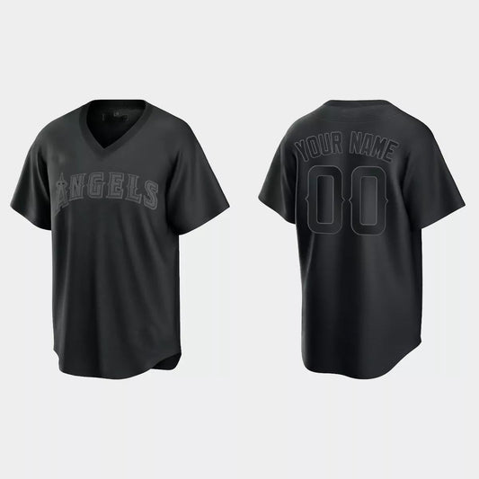 Custom Los Angeles Angels Pitch Black Fashion Replica Jersey – Black Stitched Baseball Jerseys