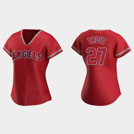Los Angeles Angels #27 Mike Trout Red Replica Alternate Jersey Men Youth Women Baseball Jerseys