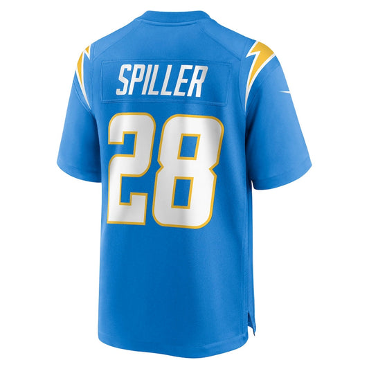 LA.Chargers #28 Isaiah Spiller Powder Blue Game Jersey Stitched American Football Jerseys