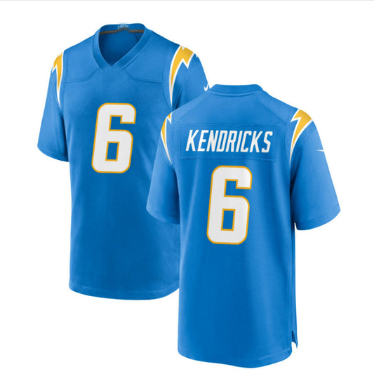 LA.Chargers #6 Eric Kendricks Game Jersey - Powder Blue Stitched American Football Jerseys