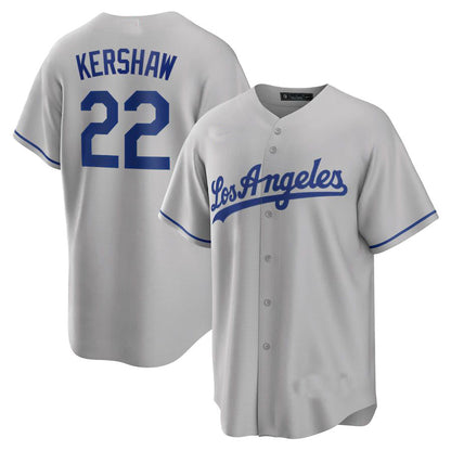 Los Angeles Dodgers #22 Clayton Kershaw Gray Road Replica Player Name Jersey Baseball Jerseys