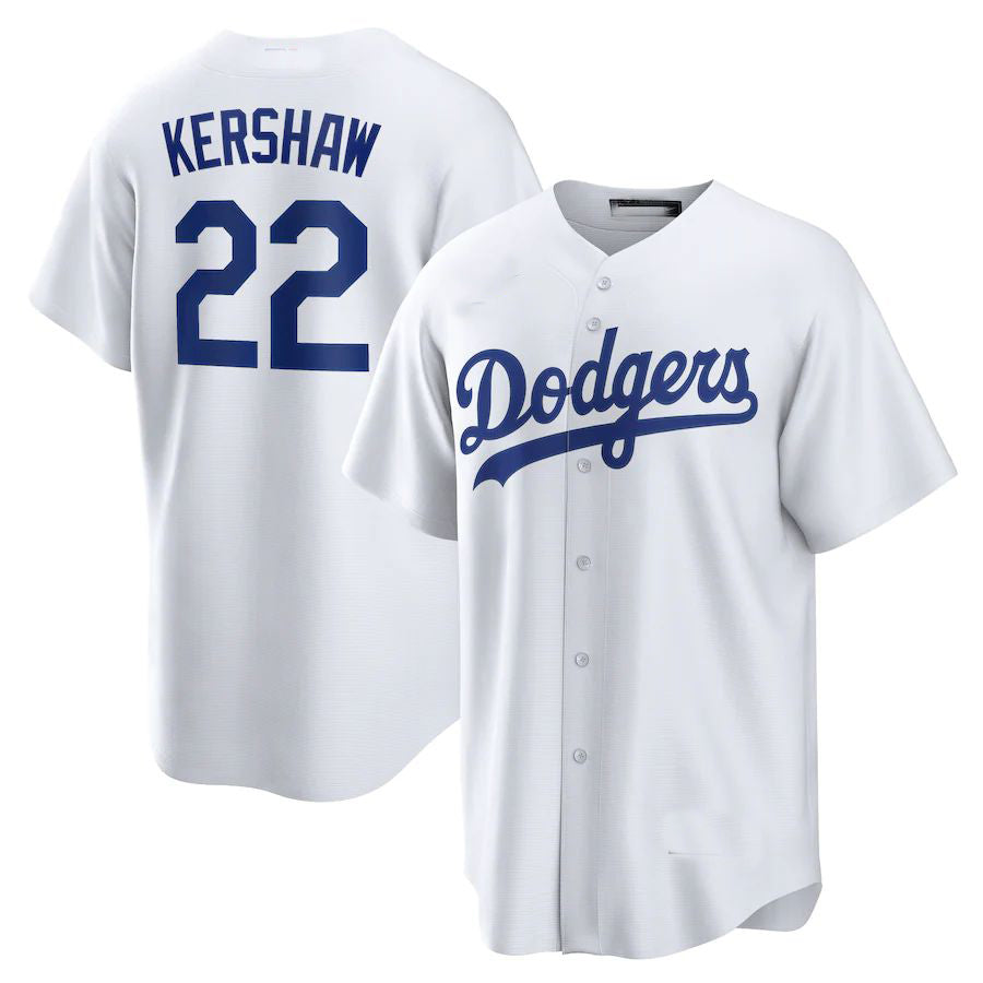 Los Angeles Dodgers #22 Clayton Kershaw White Home Replica Player Name Jersey Baseball Jerseys