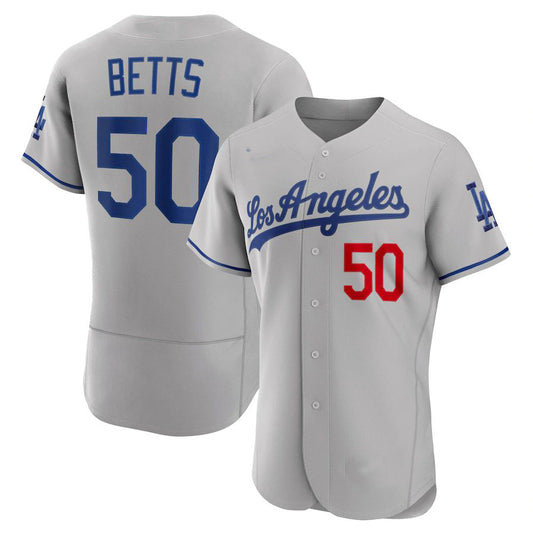 Los Angeles Dodgers #50 Mookie Betts Gray Away Authentic Player Jersey Baseball Jerseys