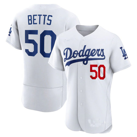 Los Angeles Dodgers #50 Mookie Betts White Home Authentic Player Jersey Baseball Jerseys