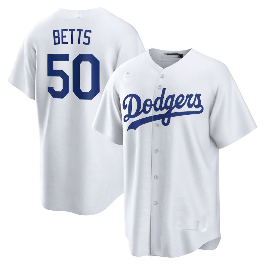 Los Angeles Dodgers #50 Mookie Betts White Home Replica Player Name Jersey Baseball Jerseys