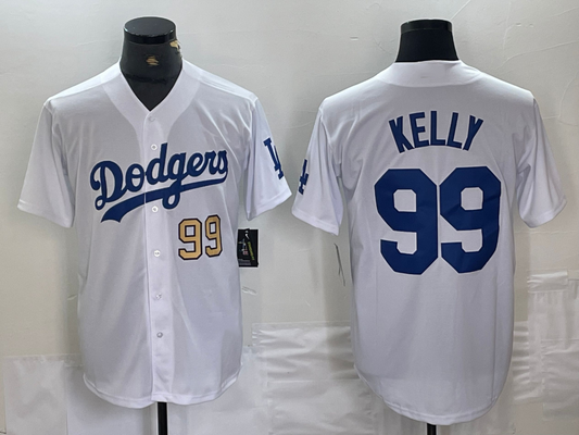 Los Angeles Dodgers #99 Joe Kelly Number White Stitched Cool Base Jersey Baseball Jersey