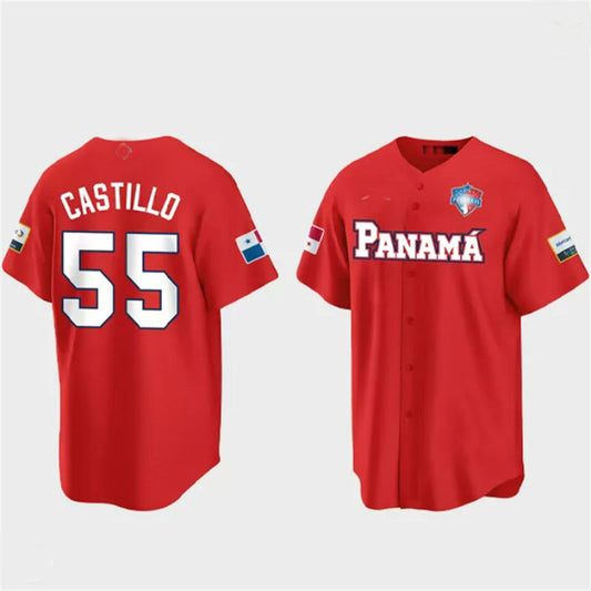 #55 Luis Castillo Panama Baseball 2023 World Baseball Classic Jersey – Red Stitches Baseball Jerseys