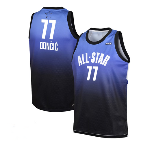 #77 Luka Doncic 2023 All-Star Game Swingman Jersey - Blue Stitched American Basketball Jersey