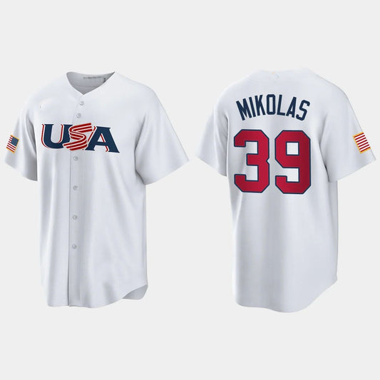 #39 MILES MIKOLAS ST. LOUIS CARDINALS 2023 WORLD BASEBALL CLASSIC USA REPLICA JERSEY – WHITE Stitches Baseball Jerseys