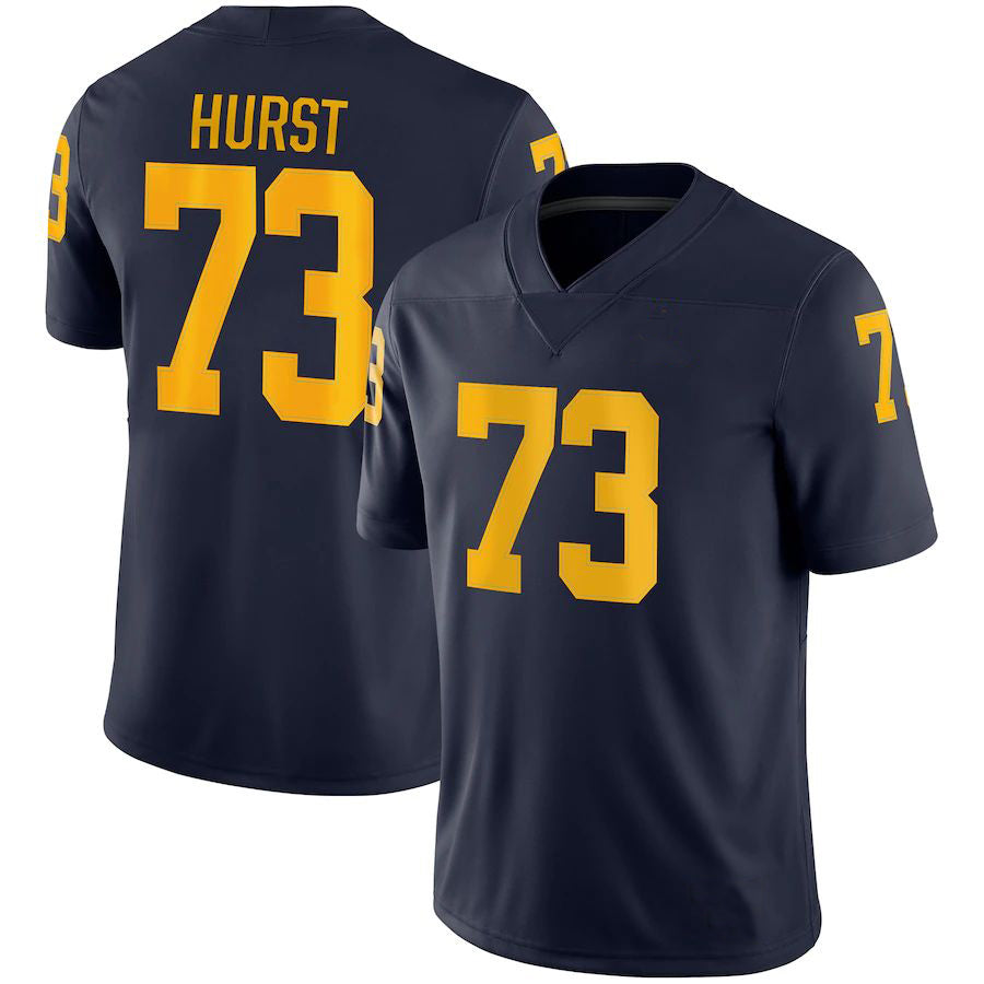 M.Wolverines #73 Maurice Hurst Jordan Brand Game Jersey Navy Stitched American College Jerseys