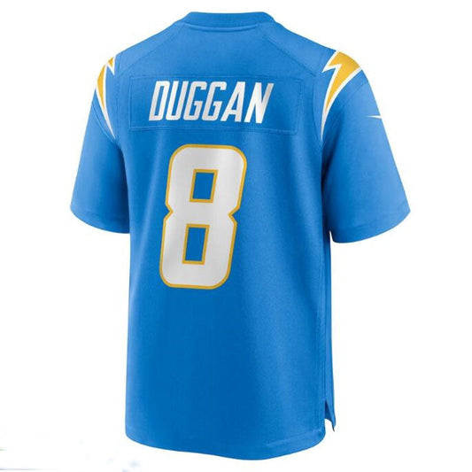 LA.Chargers #8 Max Duggan Team Game Jersey - Powder Blue Stitched American Football Jerseys