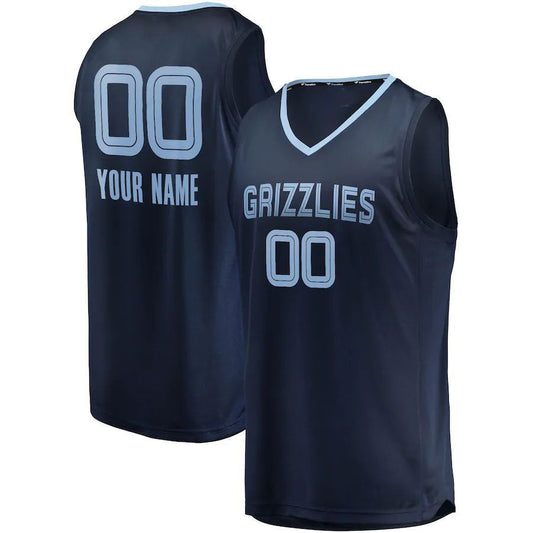 Custom M.Grizzlies  Fanatics Branded 2018-19 Fast Break Replica Jersey Navy  Icon Edition Stitched Basketball Jersey