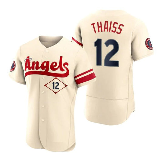 Los Angeles Angels #12 Matt Thaiss Cream Stitched 2022 City Connect Jersey Men Youth Women Baseball Jerseys
