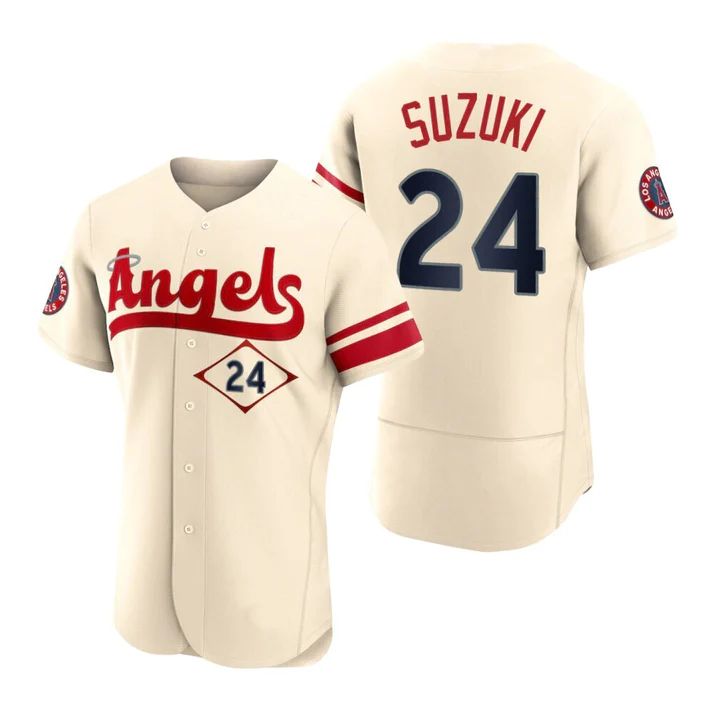 Los Angeles Angels #24 Kurt Suzuki  Cream Stitched 2022 City Connect Jersey Men Youth Women Baseball Jerseys