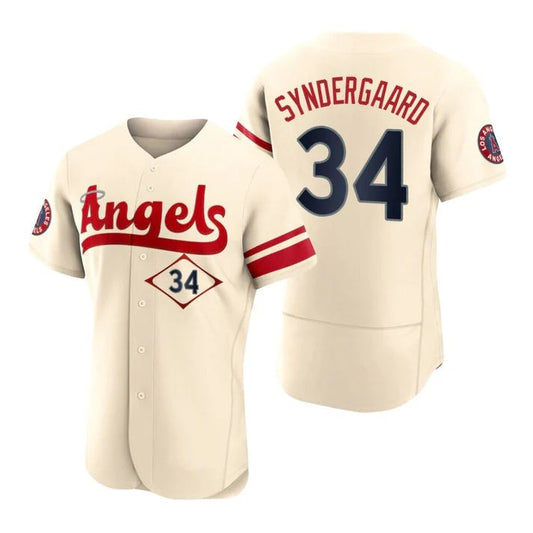 Los Angeles Angels #34 Noah Syndergaard Cream Stitched 2022 City Connect Jersey Men Youth Women Baseball Jerseys