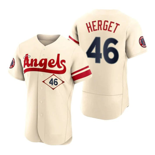 Los Angeles Angels #46 Jimmy Herget Cream Stitched 2022 City Connect Jersey Men Youth Women Baseball Jerseys