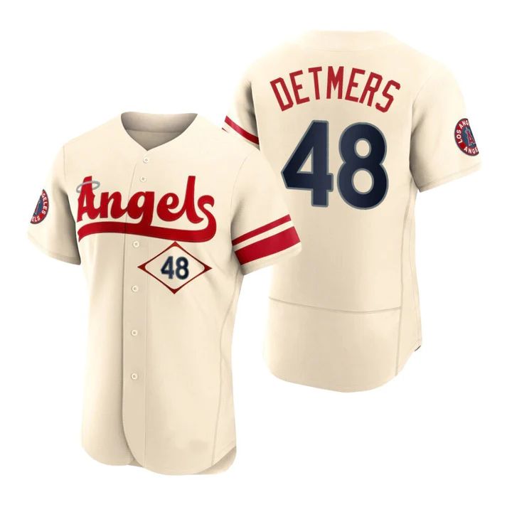 Los Angeles Angels #48 Reid Detmers Cream Stitched 2022 City Connect Jersey Men Youth Women Baseball Jerseys